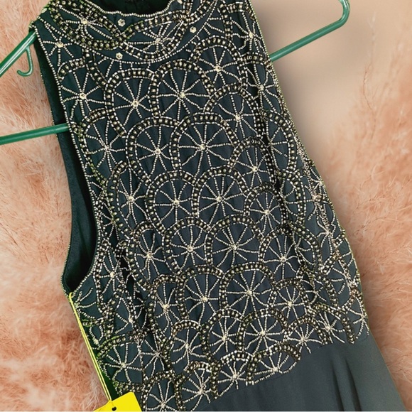 NWT Apricot Navy Blue Beaded Halterneck Bodice Chiffon Skirt Mini Dress UK 8 - Picture 8 of 13